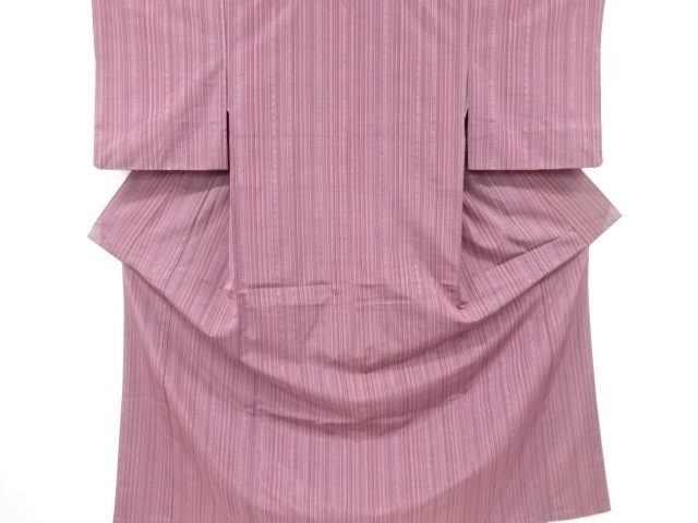 JAPANESE KIMONO / VINTAGE KIMONO / SILK / TSUMUGI / WOVEN ABSTRACT STRIPE